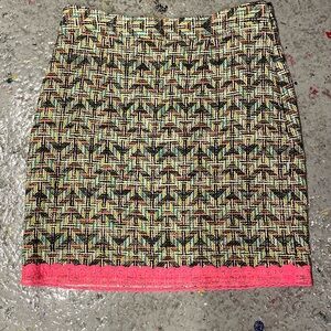 Kate Spade Vibrant Tweed Pencil Skirt with Pink Trim